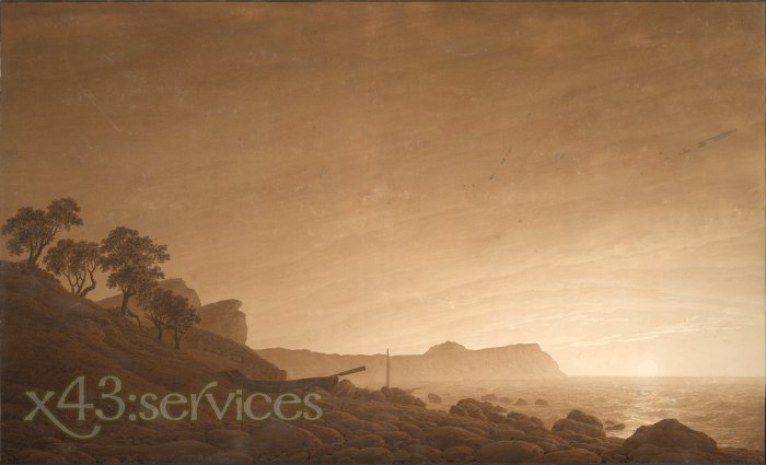 Caspar David Friedrich - Ansicht der Arkona mit aufgehendem Mond - View of Arkona with Rising Moon - zum Schließen ins Bild klicken